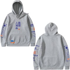 (Vaaleanharmaa-S）Japan Harajuku Hoodie Graphic Graffiti Kanji Hip Hop Streetwear hinta ja tiedot | Miesten puserot ja hupparit | hobbyhall.fi