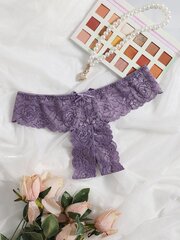 Floral Lace Bow Decor Thong Alusvaatteet·Mauve Purple·M hinta ja tiedot | Naisten sandaalit ja tossut | hobbyhall.fi