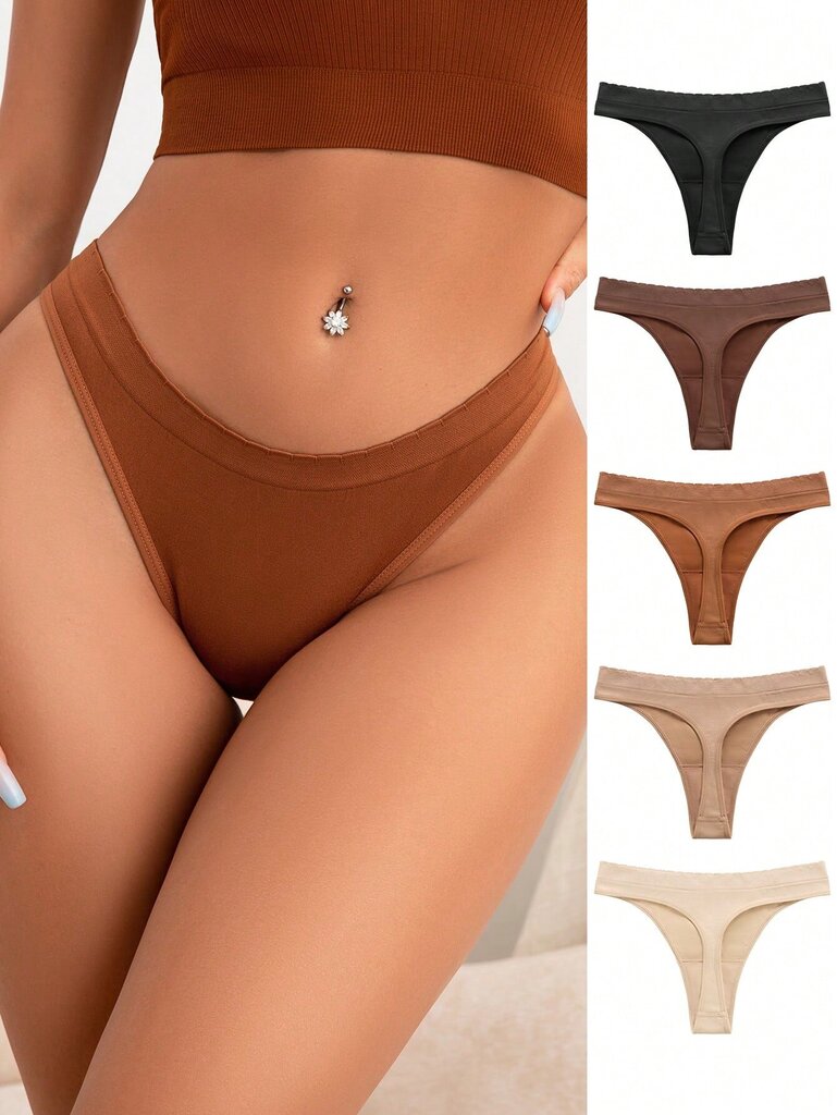 5kpl Solid Simple Solid Thong·Multicolor·L hinta ja tiedot | Naisten sandaalit ja tossut | hobbyhall.fi