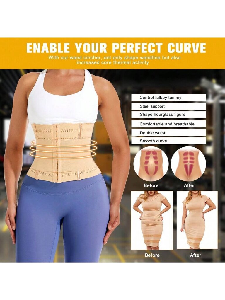 1kpl Wrap Waist Trainer Double Belt Faja Body Shaper Korsetti Shapewear Hohentava Tuppi Nainen Tasainen Kiristää Vatsaa Synnytyksen jälkeinen Tuppi vyötärötreenaaja vartalonmuovaaja·Aprikoosi·S hinta ja tiedot | Maalit | hobbyhall.fi