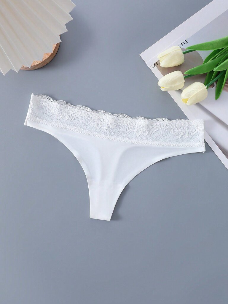 Contrast Lace No Show Thong·White·L hinta ja tiedot | Naisten sandaalit ja tossut | hobbyhall.fi