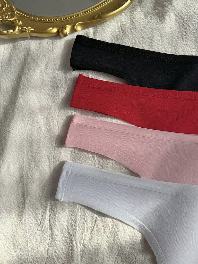 4 kpl Simple Plain Panty·Multicolor·L hinta ja tiedot | Naisten sandaalit ja tossut | hobbyhall.fi