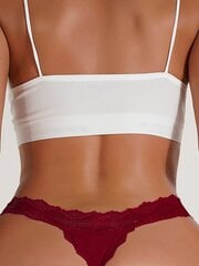 Contrast Lace Bow Front Thong Alusvaatteet·Burgundy·L hinta ja tiedot | Naisten sandaalit ja tossut | hobbyhall.fi