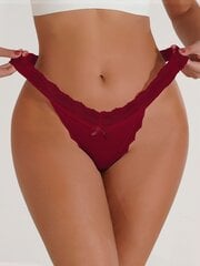 Contrast Lace Bow Front Thong Alusvaatteet·Burgundy·L hinta ja tiedot | Naisten sandaalit ja tossut | hobbyhall.fi