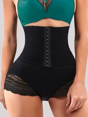 Contrast Lace Hook And Eye Shapewear Sukkahousut·Musta·L hinta ja tiedot | Muotoilevat alusvaatteet | hobbyhall.fi