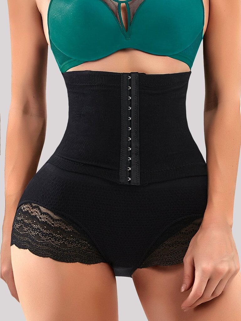 Contrast Lace Hook & Eye Shapewear Sukkahousut·Musta·XXL hinta ja tiedot | Muotoilevat alusvaatteet | hobbyhall.fi