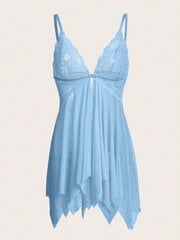 Kawaii Contrast Lace Epäsymmetrinen Helma Slips Thong·Baby Blue·XS hinta ja tiedot | Naisten alushousut | hobbyhall.fi