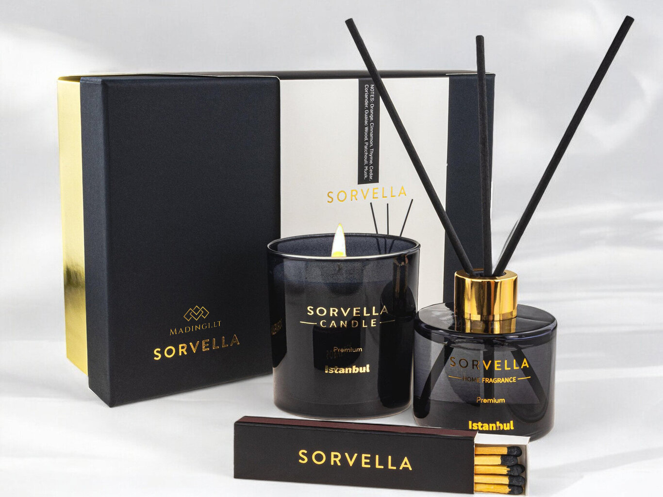 Kotituoksusarja ja tuoksukynttilä tulitikuilla Premium Sorvella Perfume Istanbul, 120 ml hinta ja tiedot | Huonetuoksut | hobbyhall.fi