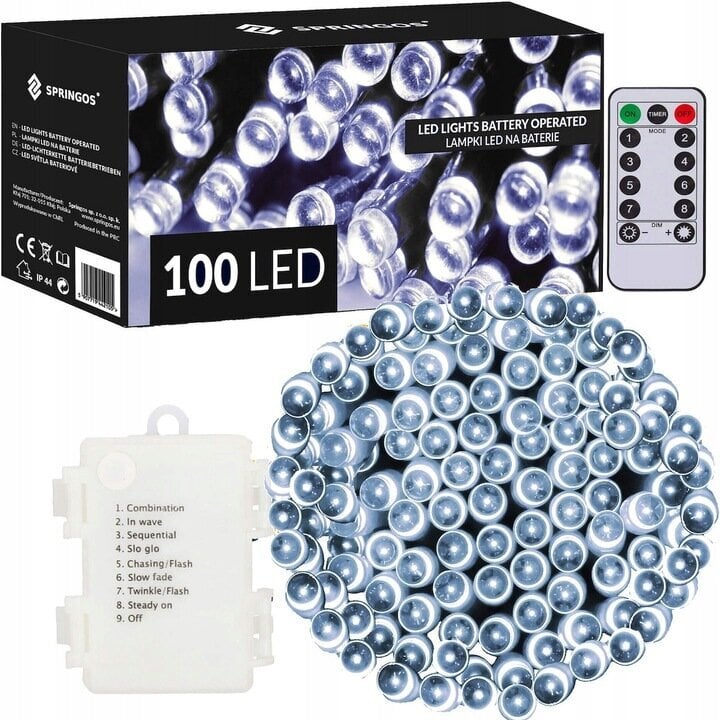 Garlianda 100 LED 10m, valkoinen hinta ja tiedot | Jouluvalot | hobbyhall.fi