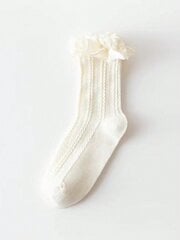 Kawaii 3pars Ruffle Trim Crew Socks·Beige·yksi koko hinta ja tiedot | Miesten sukat | hobbyhall.fi