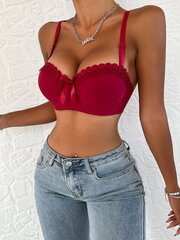 Contrast Lace Bow Front Bra Alusvaatteet·Maroon·S hinta ja tiedot | Rintaliivit | hobbyhall.fi