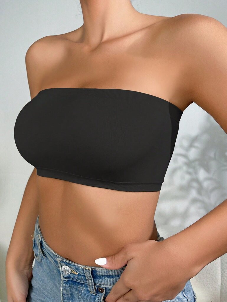 Solid Bandeau Bra·Black·L hinta ja tiedot | Rintaliivit | hobbyhall.fi