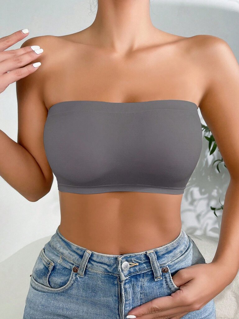 Solid Bandeau Bra·Grey·M hinta ja tiedot | Rintaliivit | hobbyhall.fi