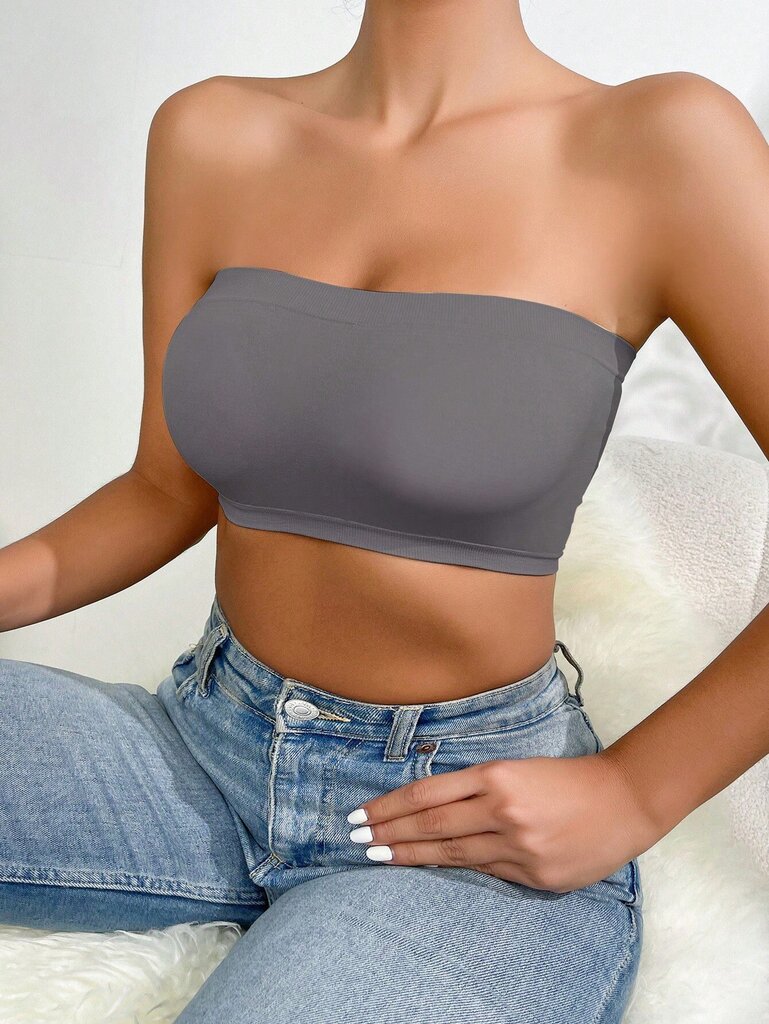 Solid Bandeau Bra·Grey·M hinta ja tiedot | Rintaliivit | hobbyhall.fi