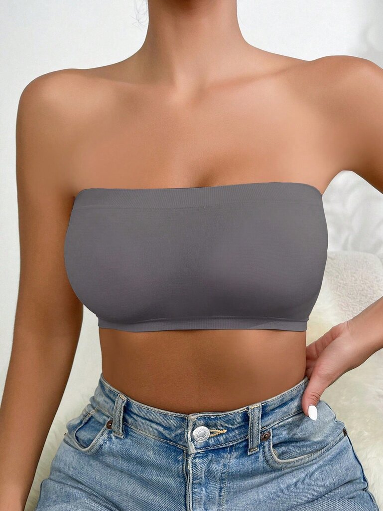 Solid Bandeau Bra·Grey·S hinta ja tiedot | Rintaliivit | hobbyhall.fi