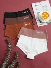 5kpl Letter Graphic Boyshorts·Multicolor·L hinta ja tiedot | Miesten sukat | hobbyhall.fi