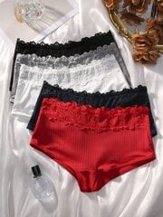 5kpl Contrast Lace Ribbed Net Boyshorts·Multicolor·S hinta ja tiedot | Miesten sukat | hobbyhall.fi