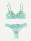 Embroidery Mesh Underwire Alusvaatteet Set·Green·S hinta ja tiedot | Rintaliivit | hobbyhall.fi