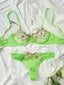 Embroidery Mesh Underwire Alusvaatteet Set·Lime Green·S hinta ja tiedot | Rintaliivit | hobbyhall.fi