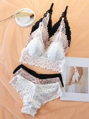 Seksikäs muodikas Street Style rento naisten alusasusetti, jossa pitsiä ja selkää kaunistavat rintaliivit, Cami toppi ja bralette, 3 väriä Combo·Multicolor·M hinta ja tiedot | Rintaliivit | hobbyhall.fi