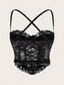 Goth Contrast Lace Criss Cross Bralette·Black·S hinta ja tiedot | Rintaliivit | hobbyhall.fi