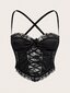 Goth Contrast Lace Criss Cross Bralette·Black·S hinta ja tiedot | Rintaliivit | hobbyhall.fi