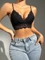 Floral Lace Scallop Trim Bralette·Black·L hinta ja tiedot | Rintaliivit | hobbyhall.fi