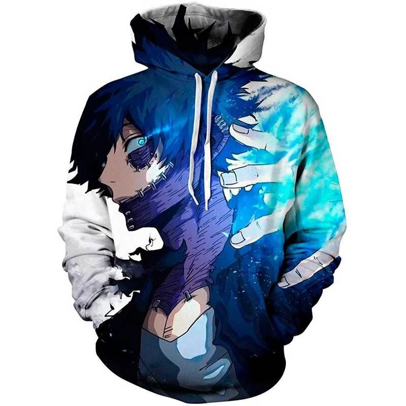 (LW160-M） 3D Anime My Hero Academia Todoroki Shoto Hupparit Miehet hinta ja tiedot | Miesten puserot ja hupparit | hobbyhall.fi