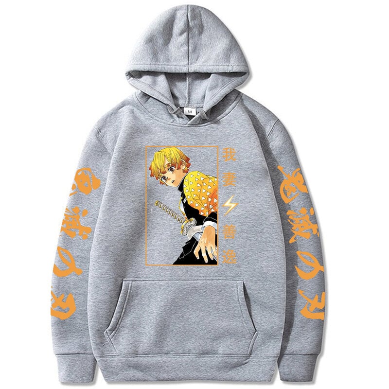 (harmaa-XS）Anime Demon Slayer -hupparit Agatsuma Zenitsu Sweatshirt Miehet hinta ja tiedot | Miesten puserot ja hupparit | hobbyhall.fi