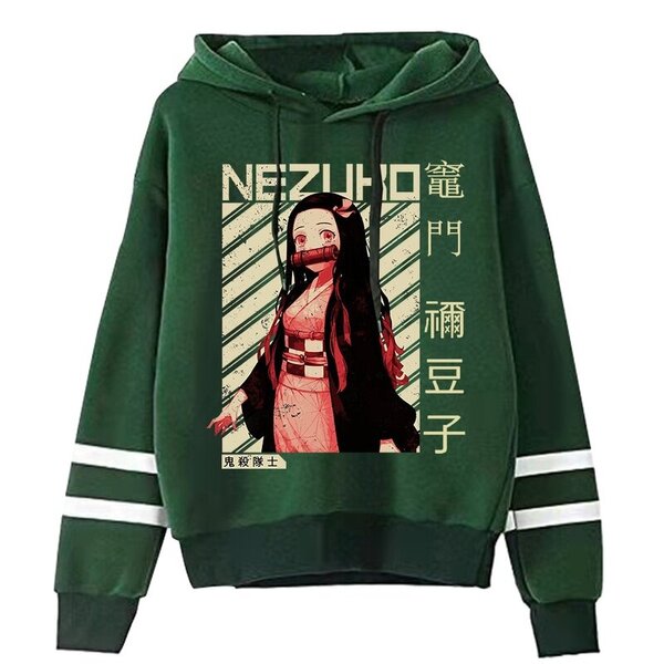 (Green02-XS）Anime Demon Slayer Kamado Tanjirou Kamado Nezuko Painetut hupparit