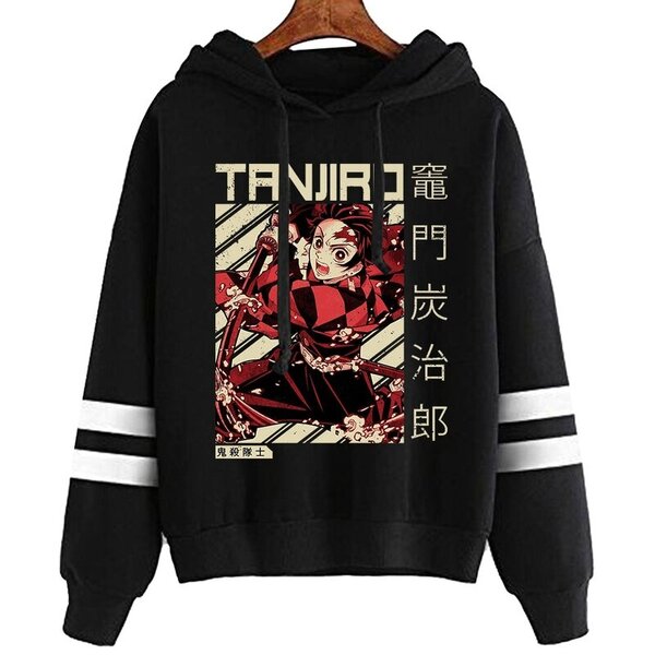 (Black01-XS）Anime Demon Slayer Kamado Tanjirou Kamado Nezuko Painetut hupparit