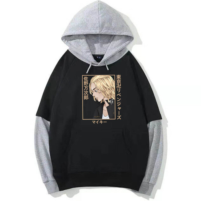 (musta-XS）Anime Tokyo Revengers -printtihuppari Harajuku rento pitkähihainen Sudaderas Con Capucha hinta ja tiedot | Miesten puserot ja hupparit | hobbyhall.fi