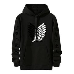 (Aasialainen koko Black-S）Attack On Titan Hoodie Funny Cartoon Harajuku 90s Hupparit Miesten Hip Hop hinta ja tiedot | Miesten puserot ja hupparit | hobbyhall.fi