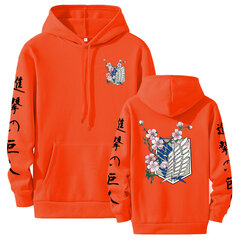 (Aasialainen koko oranssi-S）Attack On Titan Hoodie Funny Cartoon Harajuku 90s Hupparit Miesten Hip Hop hinta ja tiedot | Miesten puserot ja hupparit | hobbyhall.fi