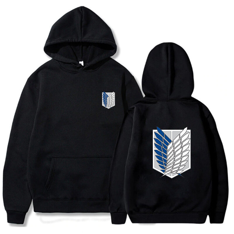 (musta-XS）Attack on Titan Hoodie Pitkähihaiset Löysät neulepuserot Topit Unisex-vaatteet hinta ja tiedot | Miesten puserot ja hupparit | hobbyhall.fi