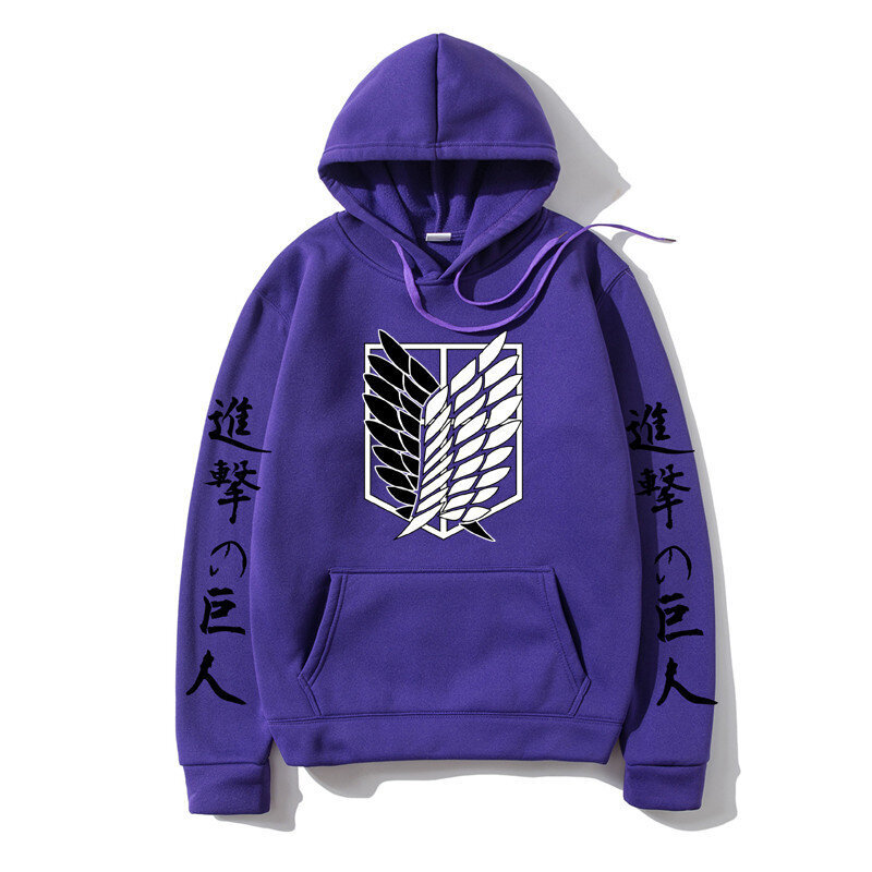 (Purppura H-S）Attack on Titan Miesten hupparit Animeprintti japanilaiset Streetwear-neulepuserot hinta ja tiedot | Miesten puserot ja hupparit | hobbyhall.fi