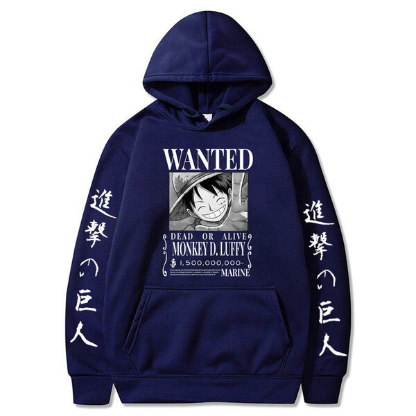 (Navy blue-S）Attack on Titan One Piece Luffy Men Homme Fleece-hupparit