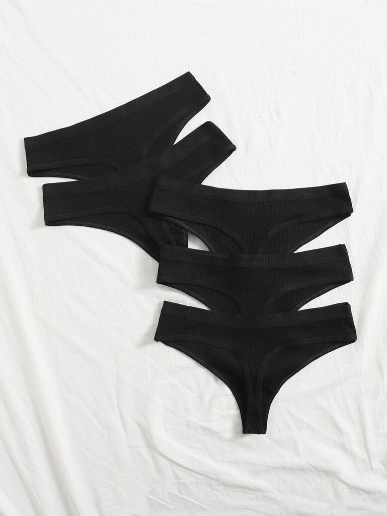 5kpl Solid Thong Set·Black·L hinta ja tiedot | Naamiaisasut | hobbyhall.fi