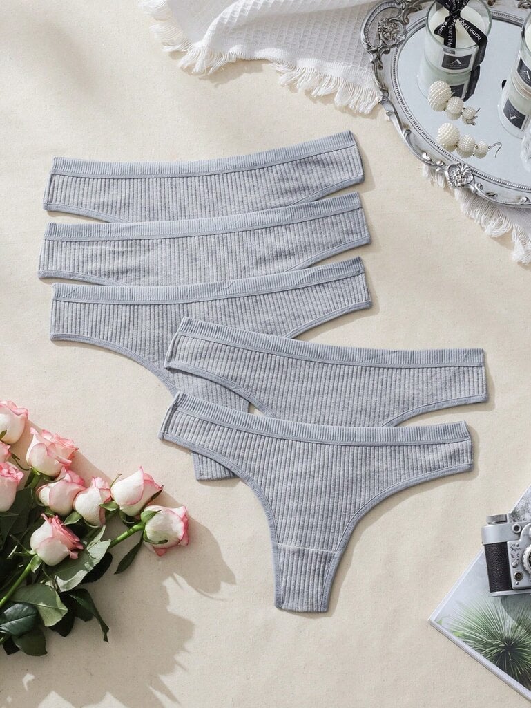 5kpl Solid Thong Set·Grey·S hinta ja tiedot | Naamiaisasut | hobbyhall.fi