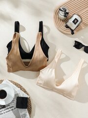 3kpl Solid Ribbed Knit Bralette·Multicolor·M hinta ja tiedot | Naamiaisasut | hobbyhall.fi