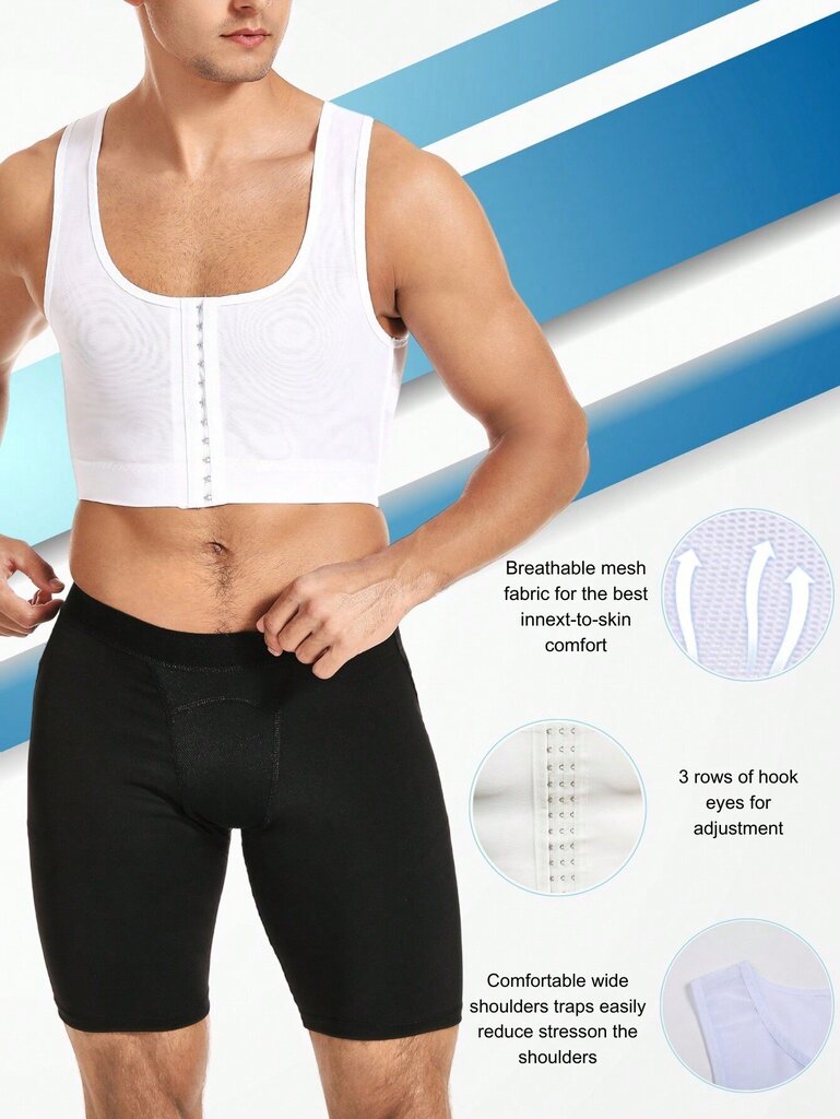 Miesten laihdutus Body Shaper Vest Mesh solki Crop Top - valkoinen·valkoinen·S hinta ja tiedot | Muotoilevat alusvaatteet | hobbyhall.fi