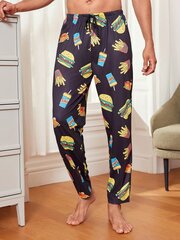 Miesten hampurilaispainatus Home Wear Bottoms·musta·L hinta ja tiedot | Naamiaisasut | hobbyhall.fi