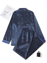 Miesten Striped Contrast Piping PJ Set·Navy Blue·L hinta ja tiedot | Naamiaisasut | hobbyhall.fi