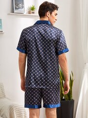 Miesten Allover Print Satin PJ Set·Navy Blue·S hinta ja tiedot | Naamiaisasut | hobbyhall.fi