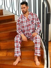 Miesten Plaid Print PJ Set·Burgundy·S hinta ja tiedot | Naamiaisasut | hobbyhall.fi