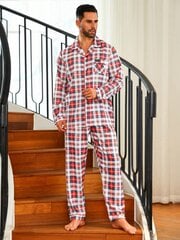 Miesten Plaid Print PJ Set·Burgundy·XL hinta ja tiedot | Naamiaisasut | hobbyhall.fi