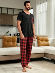 Miesten Plaid Print PJ Set·Multicolor·M hinta ja tiedot | Naamiaisasut | hobbyhall.fi