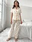 Cherry Print Contrast Piping Pusero & Pants PJ Set·Beige hinta ja tiedot | Naamiaisasut | hobbyhall.fi