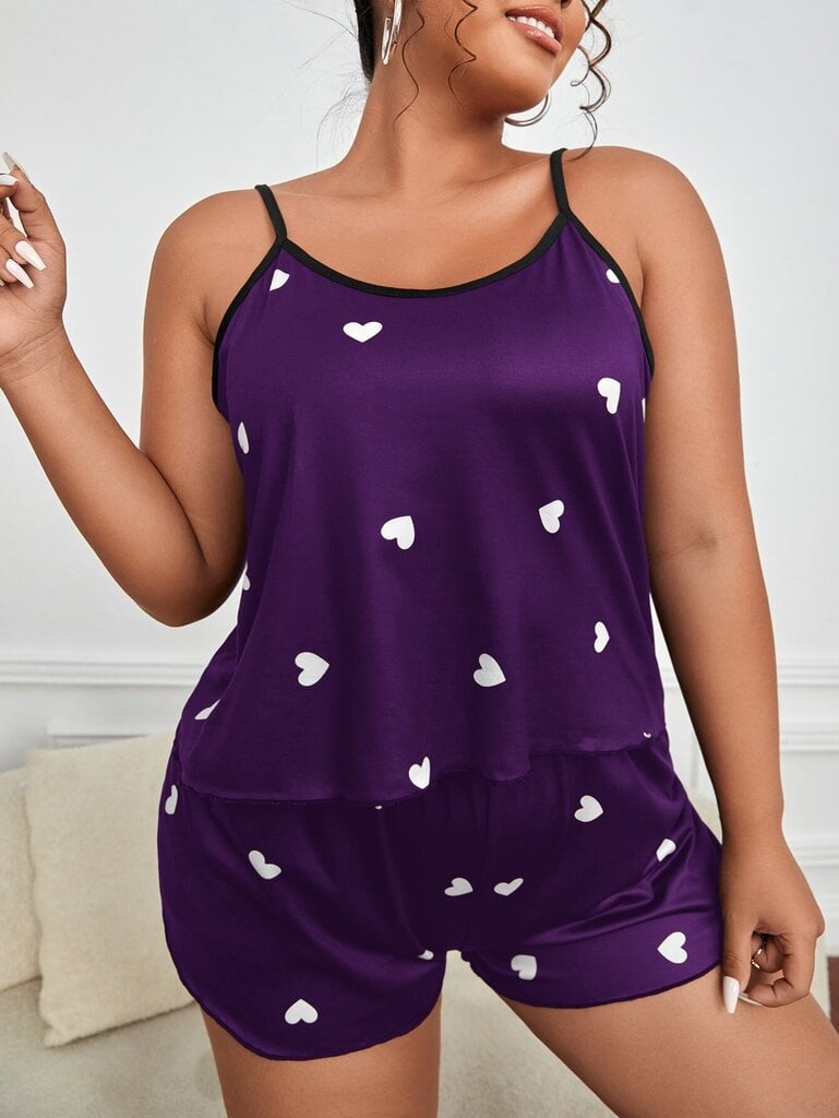 Plus Heart Print Cami Yöpaita · Purppura hinta ja tiedot | Naamiaisasut | hobbyhall.fi