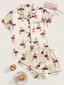 Flamingo Print Satin Pyjama Set·Beige hinta ja tiedot | Naamiaisasut | hobbyhall.fi